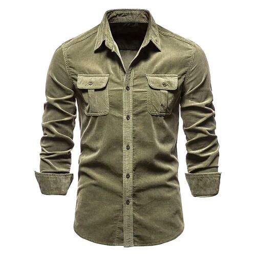 Men's New Corduroy Shirt Cotton Business Casual Long-Sleeved