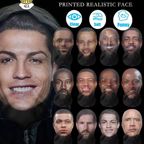 3D Full Face Mask Balaclava Printed Realistic Funny Prank Fa