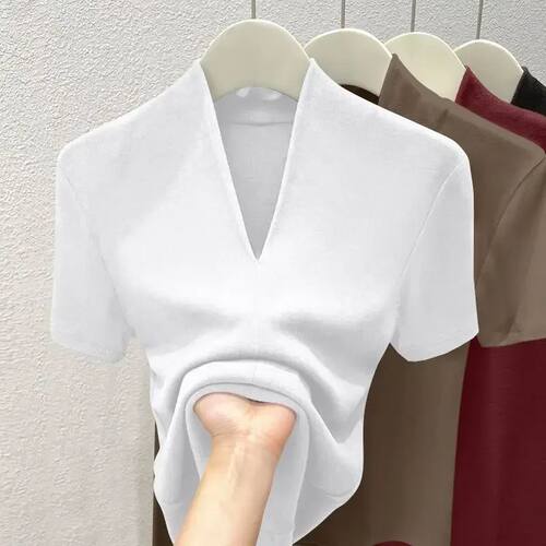 Women Threaded New Summer Short Sleeved Top for Fashion Vers