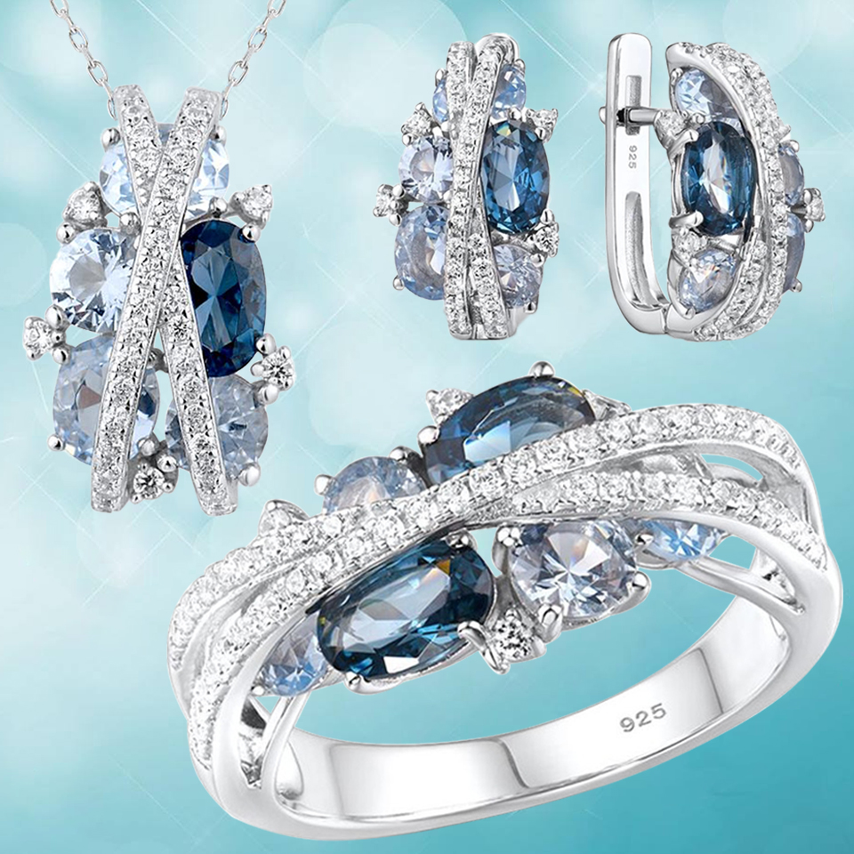 Sapphire Crystal Luxury Jewelry Set for Women Cross Infinite