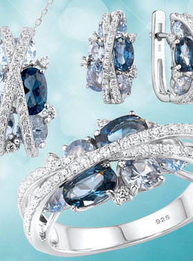 Sapphire Crystal Luxury Jewelry Set for Women Cross Infinite