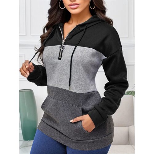 New autumn and winter long-sleeved contrast color stitching