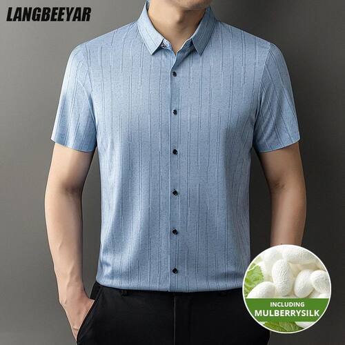 Top Grade Mulberry Silk Anti-wrinkle New Summer Brand Slim F