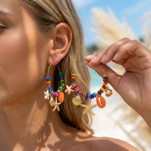 Colorful Irregular Stone Hoop Earrings for Women Y2K Boho St