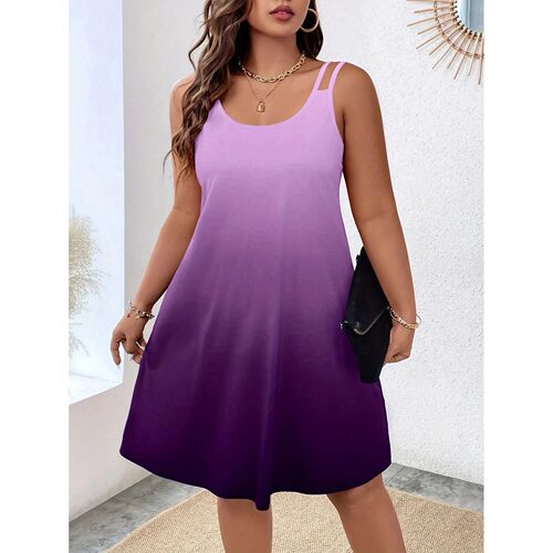 Plus size women's shoulder strap dress round neck fashionabl