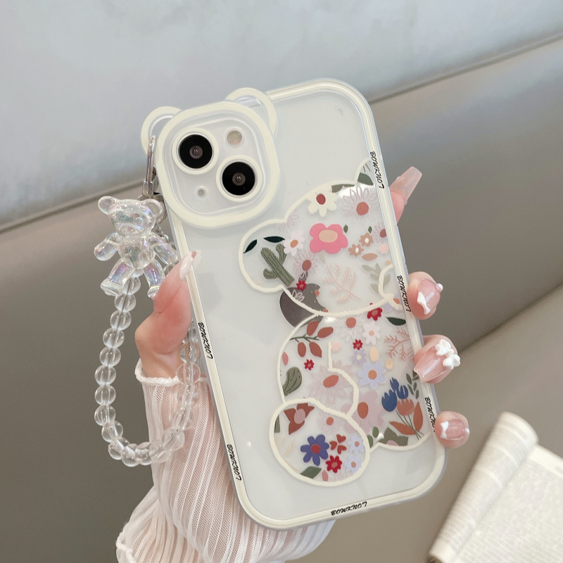 Cute Cartoon 3D bear bracelet soft silicone Phone Case for i