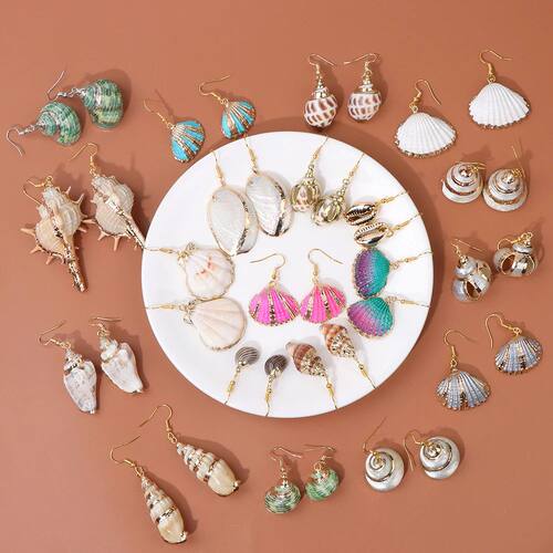 New In Natural Shell Sea Scallop Drop Earrings Boho Shell Dr