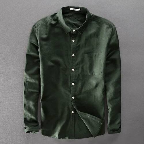 Italy style brand unique design army green shirt men cotton