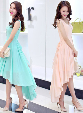 2023 Irregular Solid Sleeveless Tank Beach Summer Dress Vest