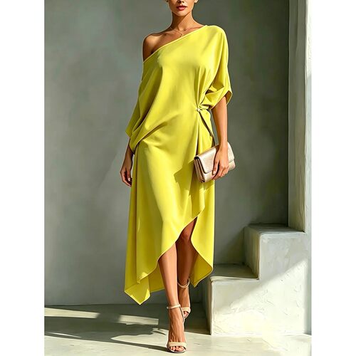Elegant Off Shoulder Half Sleeve Dress Women Summer Batwing