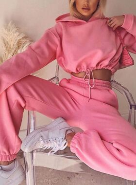 Winter Tracksuit Women Two Piece Set - Oversized Hoodie Swea