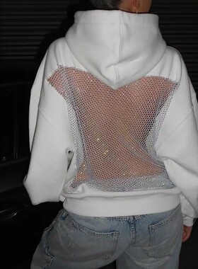 American Gothic Sexy Hollow Mesh Hoodie Y2K Clothes Womens F