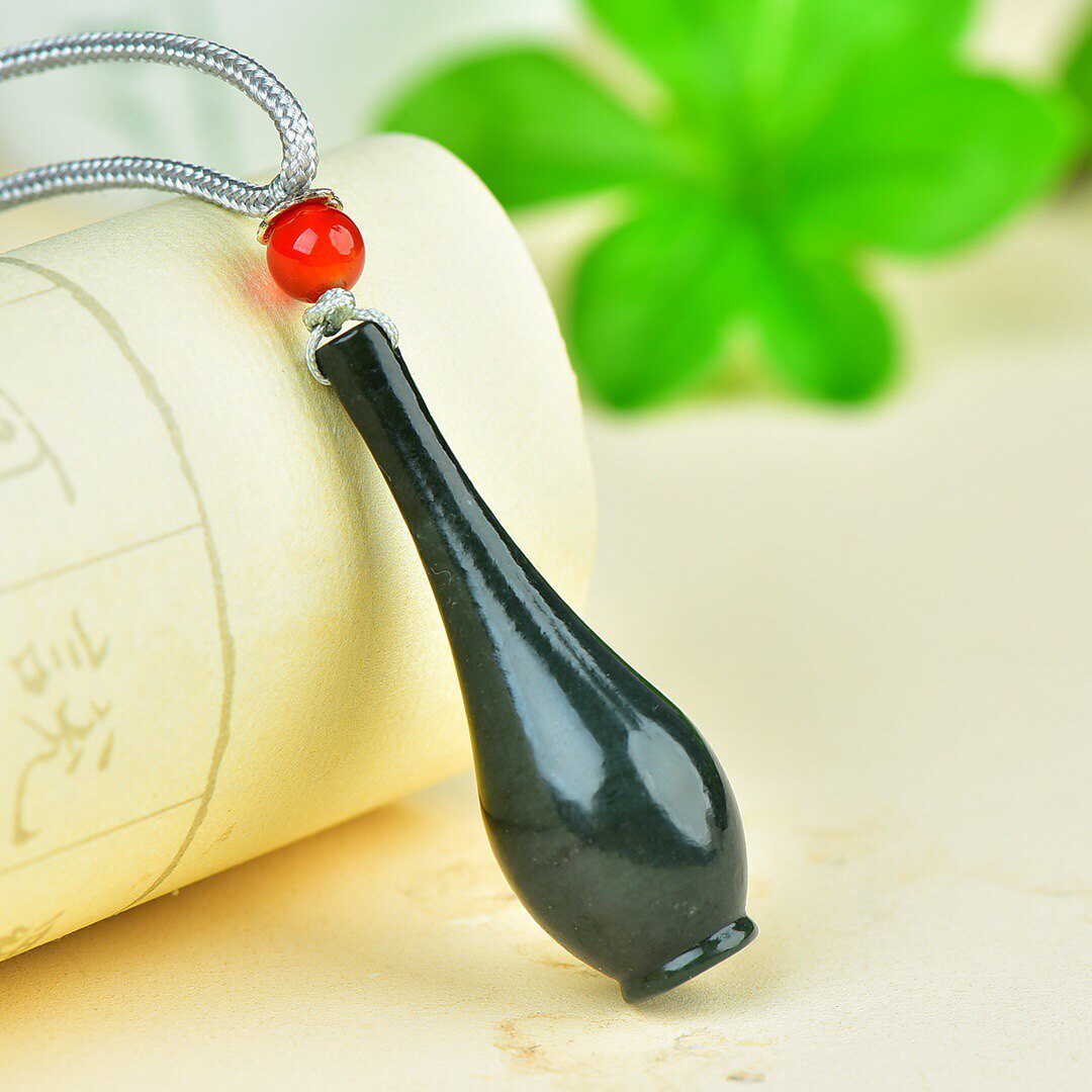天然正品新疆和田玉平安花瓶吊坠玉器雕刻项坠颈饰玉石挂件附证书