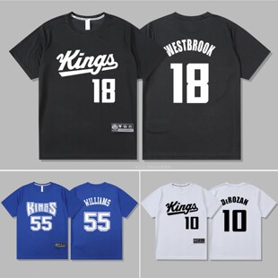 速干国王队18号威少篮球衣德罗赞短袖T恤55号白巧克力投篮训练服