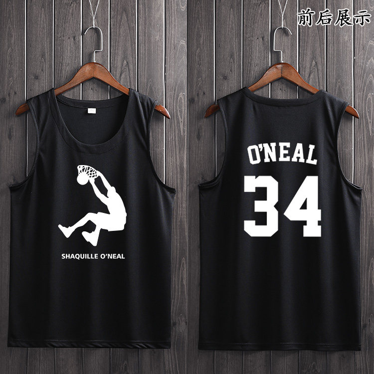 湖人34号奥尼尔篮球背心美式训练服速干宽松男运动球衣跑步健身潮