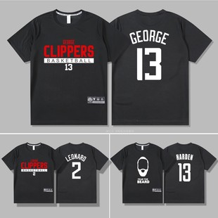 速干美式 T恤投篮训练服男 快船13号保罗乔治篮球衣哈登伦纳德短袖