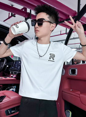 2025夏社会小伙字母刺绣短袖T恤男修身T1 XZ403-1-T8038-P38 限58