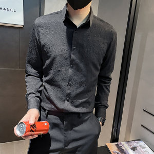 2025秋社会小伙纯色提花修身时尚长袖1 XZ403-Z-C1915-P58 限78图片