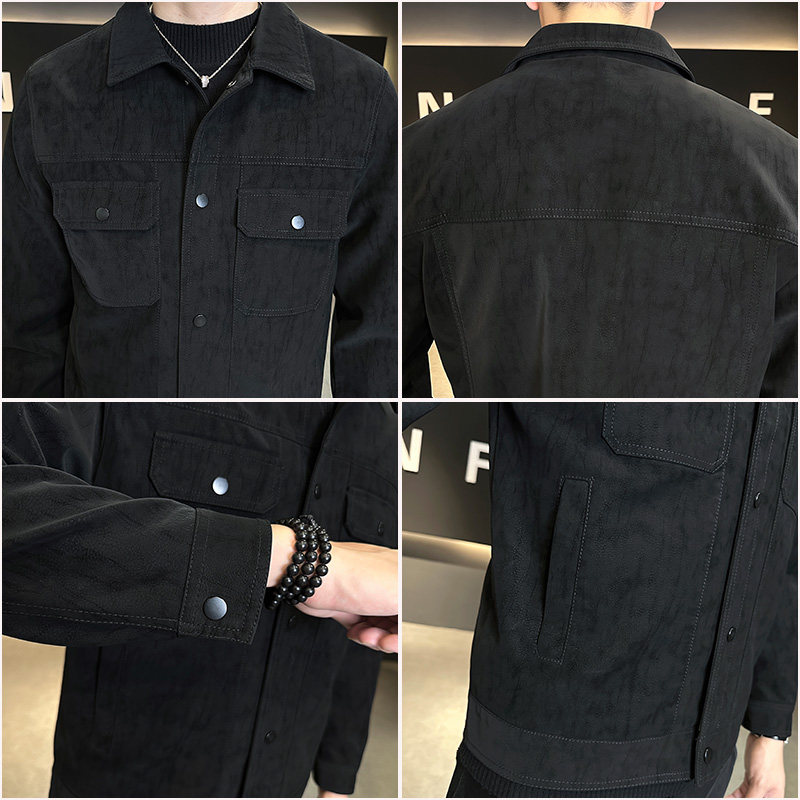 新高品质~修身水流纹店主风皮衣夹克外套3403-1-7811-P128,男装皮衣,电商C301