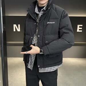2024社会店主风格子假两件羽绒服外套潮流男型 MY2010-P185图片