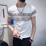 2025社会小伙拼接印花短袖T恤男修身T1XZ403-1-T5006-P38限58，男装T恤，电商C301