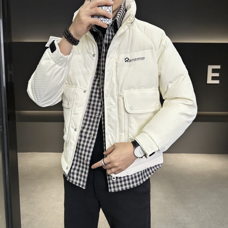 2024社会店主风格子假两件羽绒服外套潮流男型MY2010-P185,男装羽绒服,电商C301