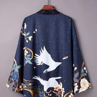 日系和风长袖羽织浮世绘仙鹤汉服开衫宽松女士传统外套节日服