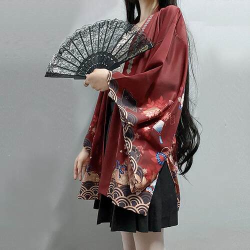 原创遇见稻荷神春夏防晒和风羽织日式外套男女开衫和服百搭唐服潮