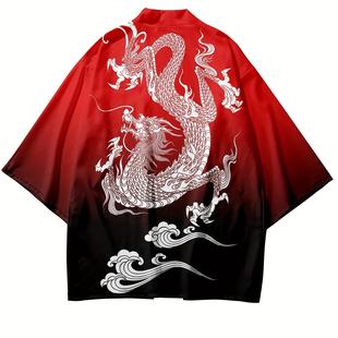 防晒衣外套 龙袍潮牌宽松夏季 中国风复古浮世绘改良汉元 素羽织开衫