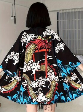 龙年街头旅游个性情侣款披肩小外套薄款改良汉服开衫薄外套防晒衣