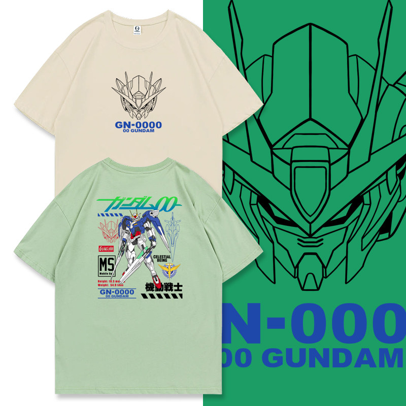 双零高达00T恤GUNDAM机动战士敢达 圆领落肩宽松大码纯棉休闲短袖