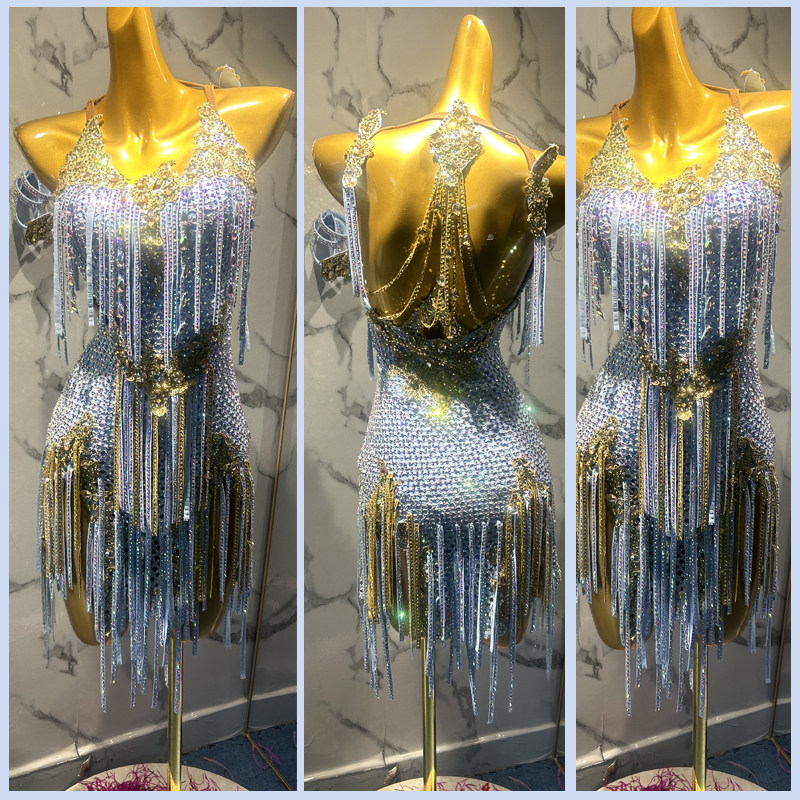 拉丁舞服高级感套装成人拉丁舞演出服定制珠管比赛裙恰恰专业比赛