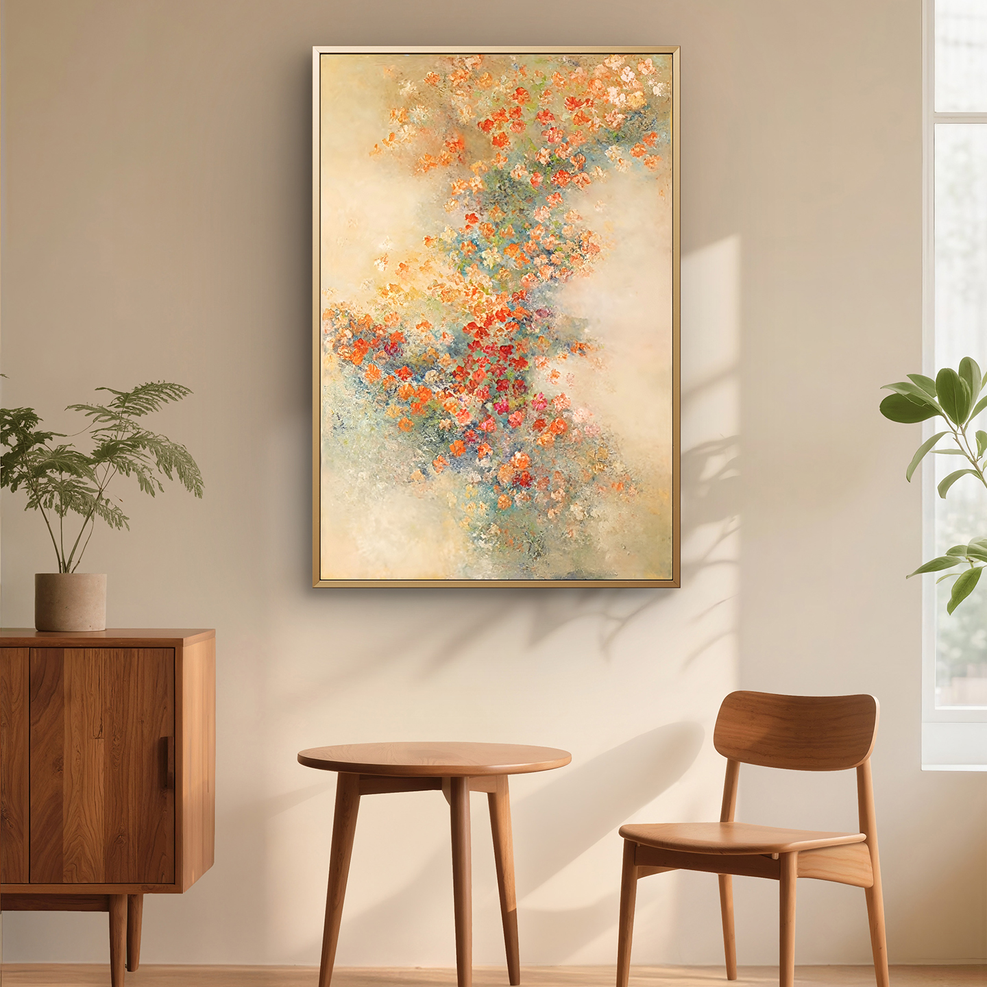 原创手绘抽象艺术花卉油画客厅玄关卧室床头装饰画简约现代挂画图片