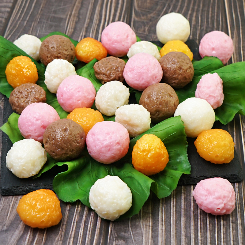 仿真撒尿牛肉丸虾丸鱼丸模型假火锅食材食品菜品装饰道具塑料丸子