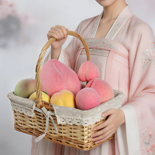 仿真水蜜桃桃子模型水果摆件