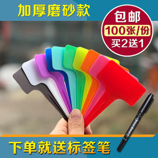第三代加厚园艺标签牌 PP塑料防水插地牌 T型彩色多肉花卉标识牌