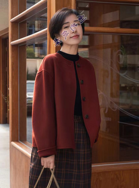 创艺服装纸样N117秋冬复古羊毛双面呢大衣宽松短款外套女衣服裁剪