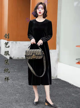 创艺纸样连衣裙牛皮纸春秋丝绒