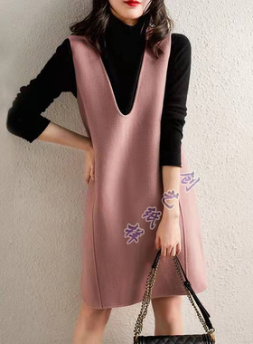 裁缝图纸 Q353双面羊绒连衣裙女春秋外穿中长款马甲裙DIY裁剪纸样