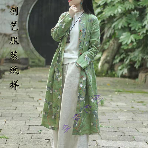 创艺亚麻连衣裙牛皮纸复古衬衫