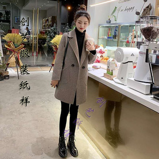 大衣纸样 秋冬短款 裁剪图纸B123双面小个子毛呢子外套女中长款 韩版