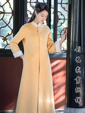 纸样N91秋冬季改良中式女对加厚双面羊绒大衣外套1:1打版纸裁剪图