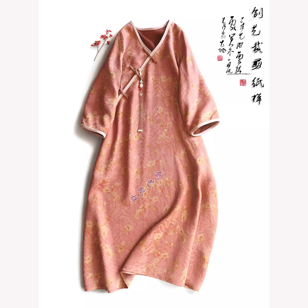 创艺纸样连衣裙牛皮纸国风真丝