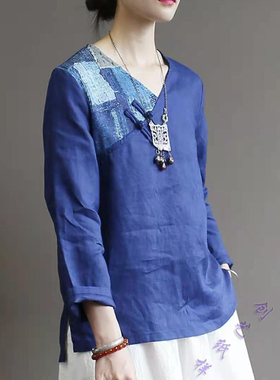 裁剪图实样C92文艺衬衫T恤上衣宽松中式民国妈妈春夏亚麻纸样版纸