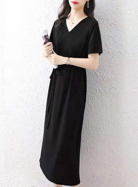 裁剪衣服的样板C225全纯棉长款V领宽松显瘦收腰t恤连衣裙服装纸样