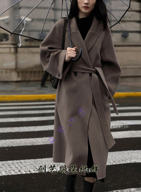 做衣服的裁剪图板B170大气羊毛双面呢大衣毛呢外套女中长款纸样板