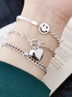 小众重工复古做旧ins潮风银手链