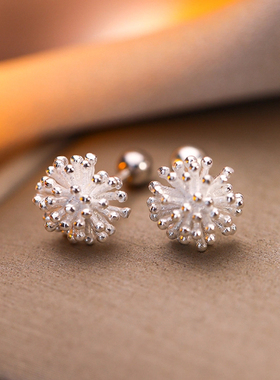 999纯银蒲公英耳钉养耳洞免摘耳环迷你小众轻奢百搭简约新款气质