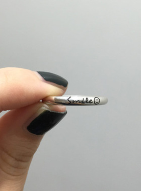 纯银微笑单身风复古尾戒