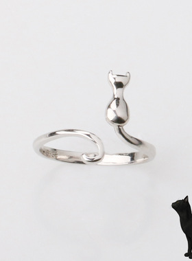 韩国喵星人月亮猫咪食指饰品尾戒